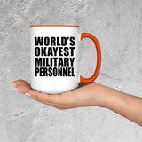 World's Okayest Military Personnel - 15oz Accent Mug Orange