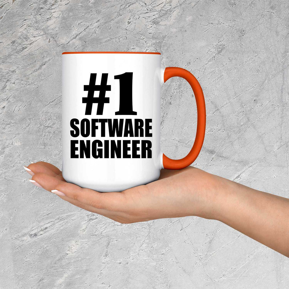 Number One #1 Software Engineer - 15oz Accent Mug Orange