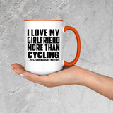 I Love My Girlfriend More Than Cycling - 15oz Accent Mug Orange