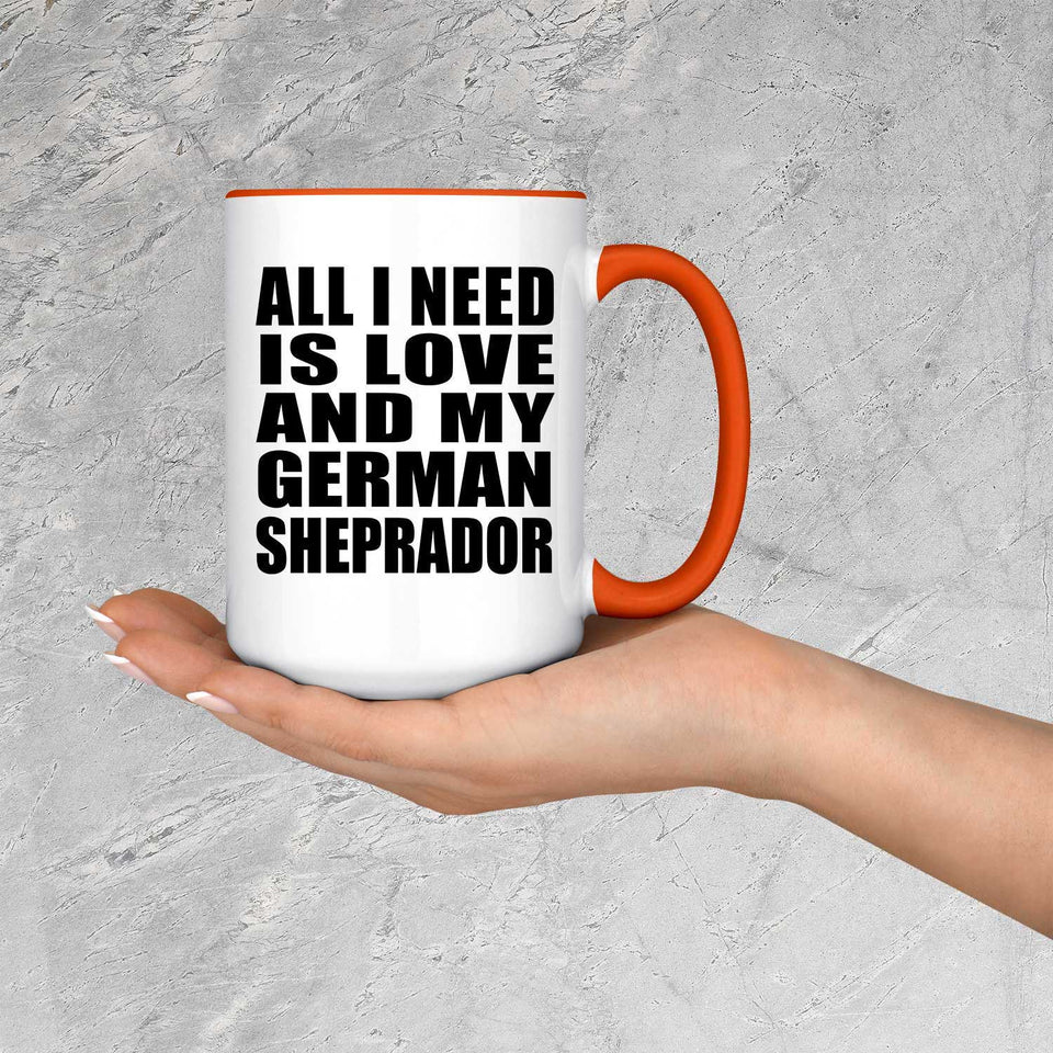All I Need Is Love And My German Sheprador - 15oz Accent Mug Orange