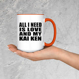 All I Need Is Love And My Kai Ken - 15oz Accent Mug Orange