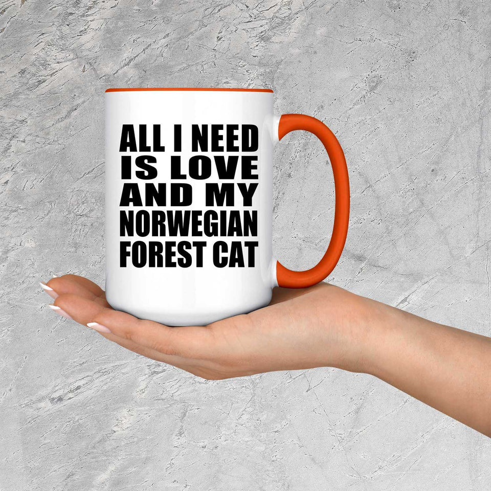 All I Need Is Love And My Norwegian Forest Cat - 15oz Accent Mug Orange