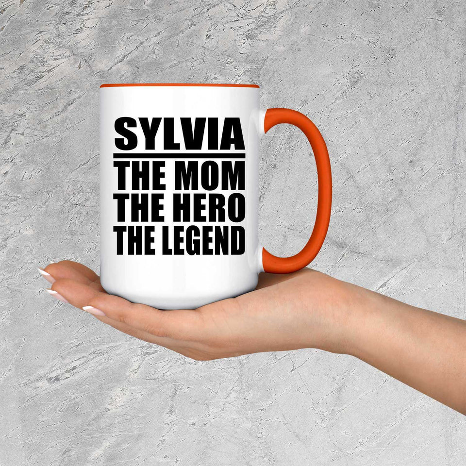Sylvia The Mom The Hero The Legend - 15oz Accent Mug Orange