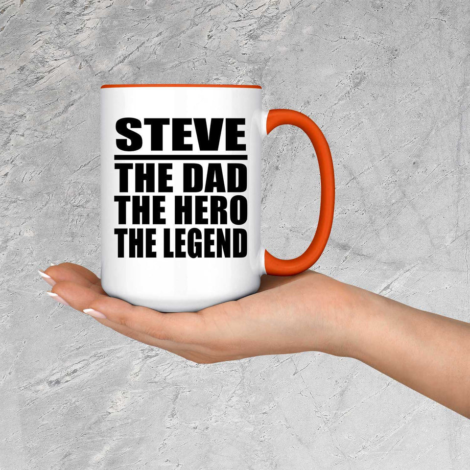 Steve The Dad The Hero The Legend - 15oz Accent Mug Orange