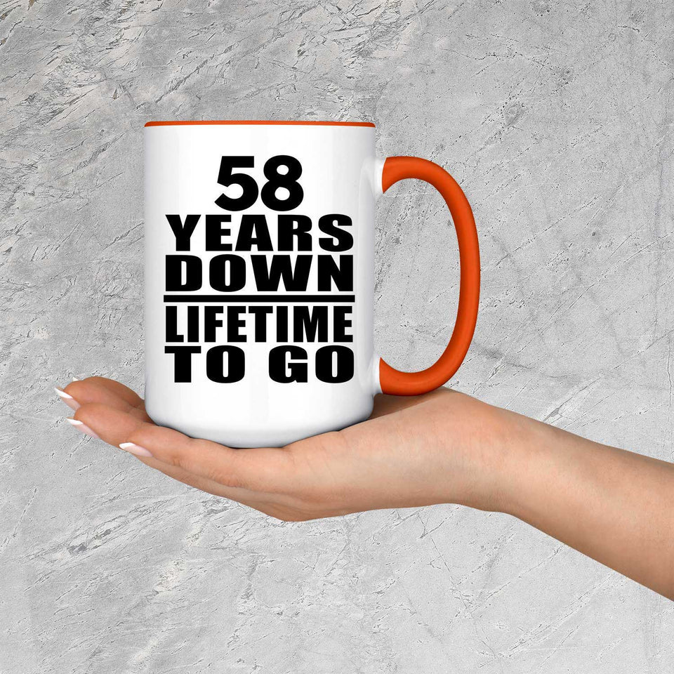 58th Anniversary 58 Years Down Lifetime To Go - 15oz Accent Mug Orange