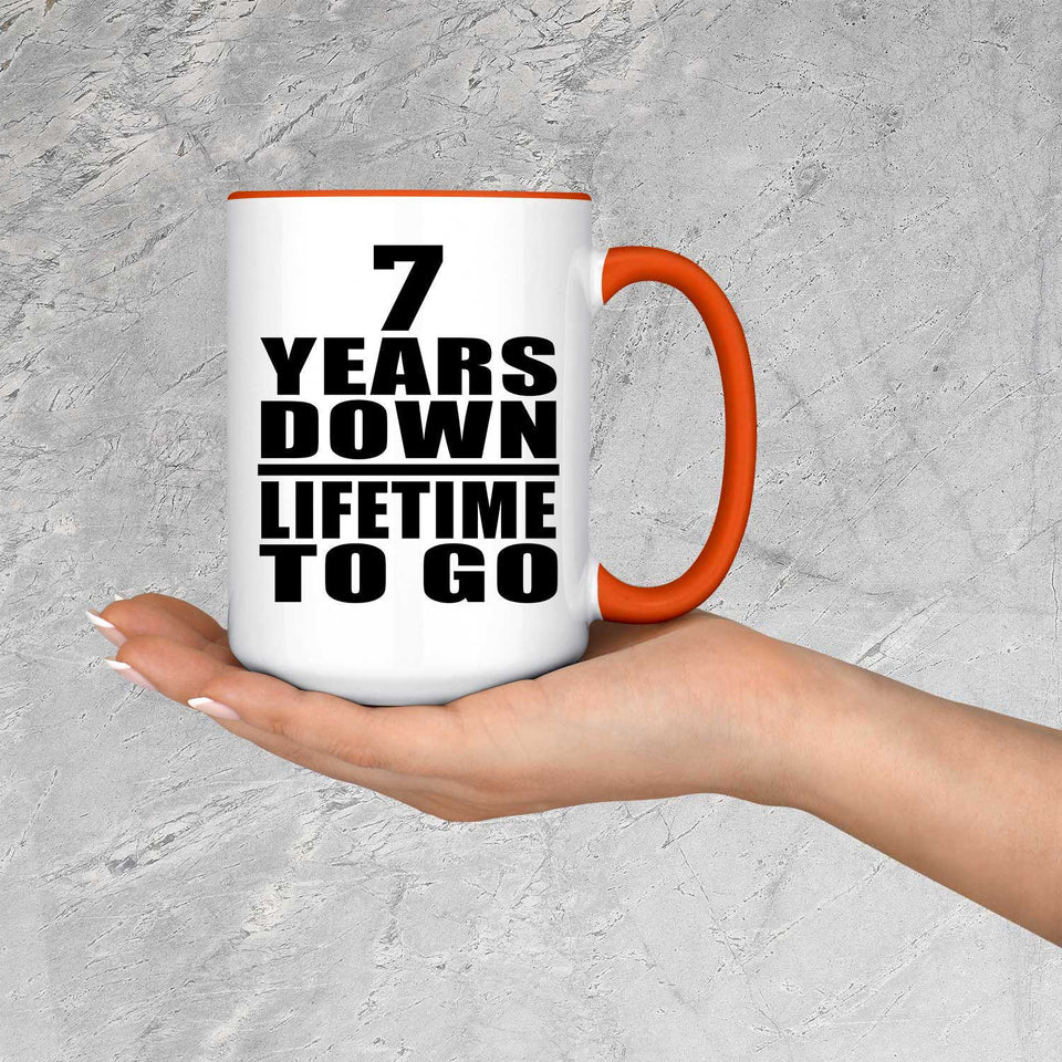 7th Anniversary 7 Years Down Lifetime To Go - 15oz Accent Mug Orange