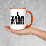 1st Anniversary 1 Year Of Being Mr Right - 15oz Accent Mug Orange