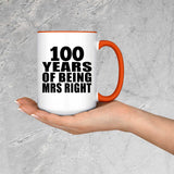 100th Anniversary 100 Years Of Being Mrs Right - 15oz Accent Mug Orange