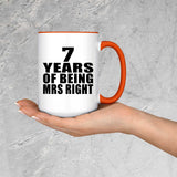 7th Anniversary 7 Years Of Being Mrs Right - 15oz Accent Mug Orange