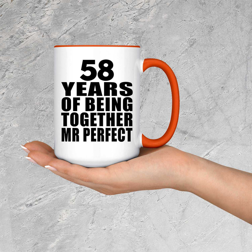 58th Anniversary 58 Years Of Being Mr Perfect - 15oz Accent Mug Orange