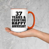 Happy 37th Anniversary 37 Years & Counting - 15oz Accent Mug Orange