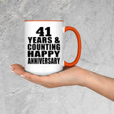 Happy 41st Anniversary 41 Years & Counting - 15oz Accent Mug Orange
