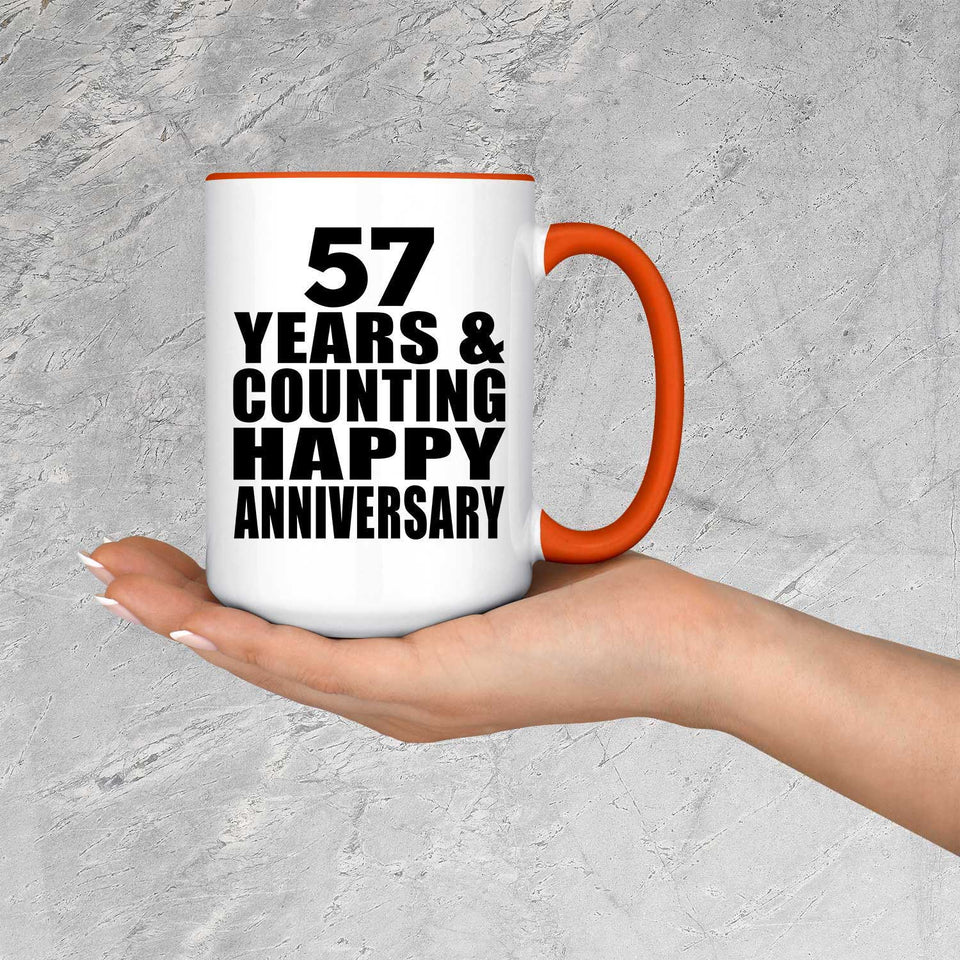 Happy 57th Anniversary 57 Years & Counting - 15oz Accent Mug Orange