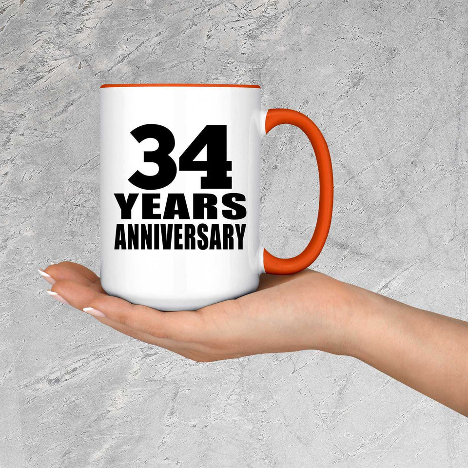 34th Anniversary 34 Years Anniversary - 15oz Accent Mug Orange