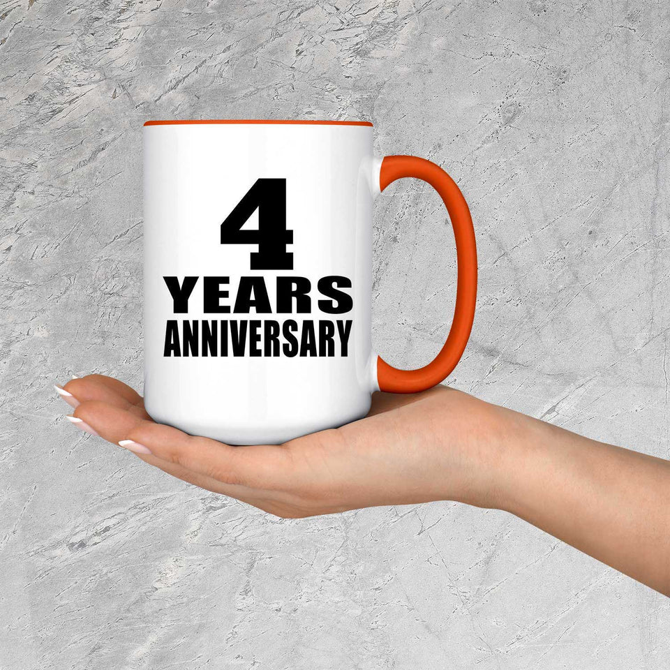 4th Anniversary 4 Years Anniversary - 15oz Accent Mug Orange