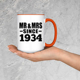 90th Anniversary Mr & Mrs Since 1934 - 15oz Accent Mug Orange
