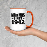 82nd Anniversary Mr & Mrs Since 1942 - 15oz Accent Mug Orange