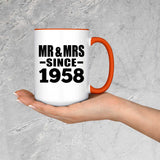 66th Anniversary Mr & Mrs Since 1958 - 15oz Accent Mug Orange