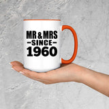 64th Anniversary Mr & Mrs Since 1960 - 15oz Accent Mug Orange
