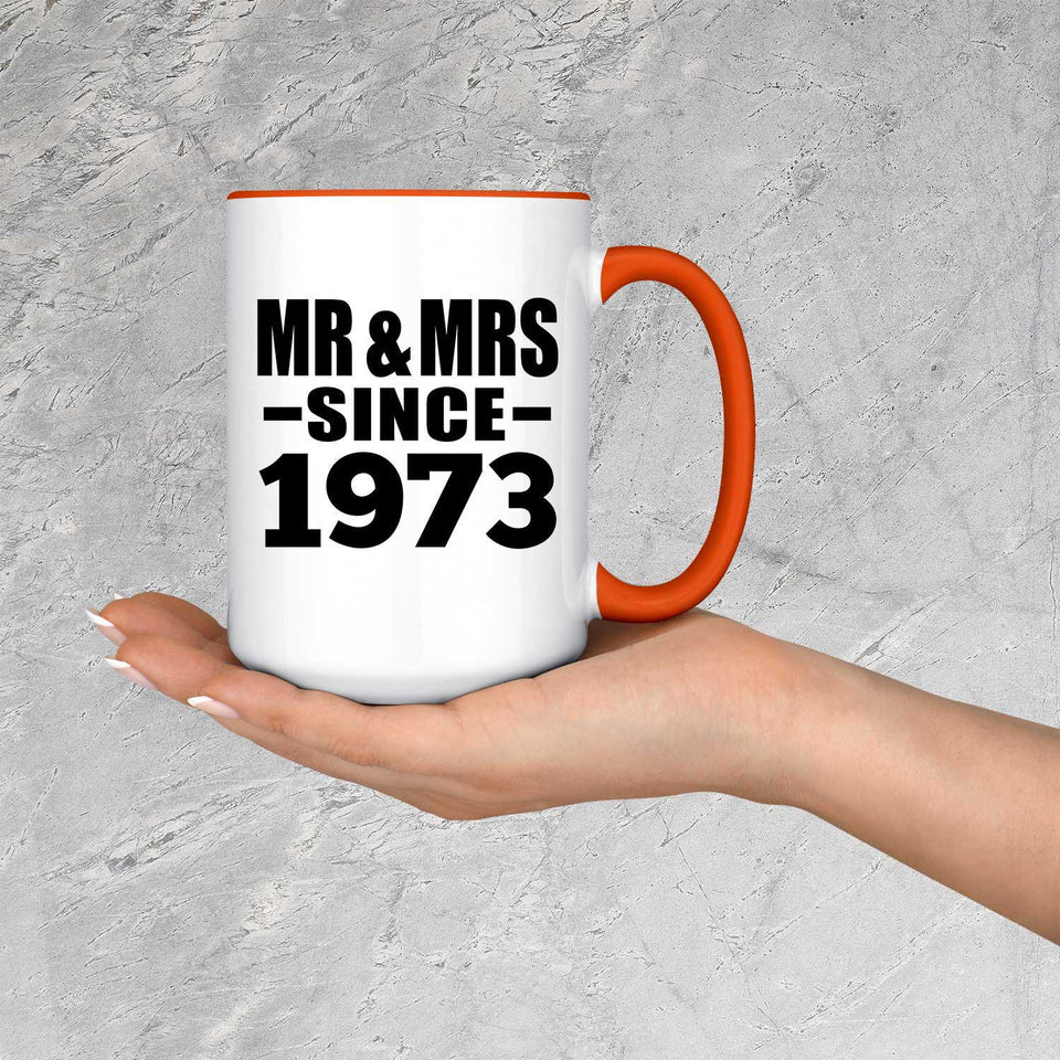 51st Anniversary Mr & Mrs Since 1973 - 15oz Accent Mug Orange