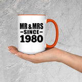 44th Anniversary Mr & Mrs Since 1980 - 15oz Accent Mug Orange