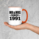 33rd Anniversary Mr & Mrs Since 1991 - 15oz Accent Mug Orange