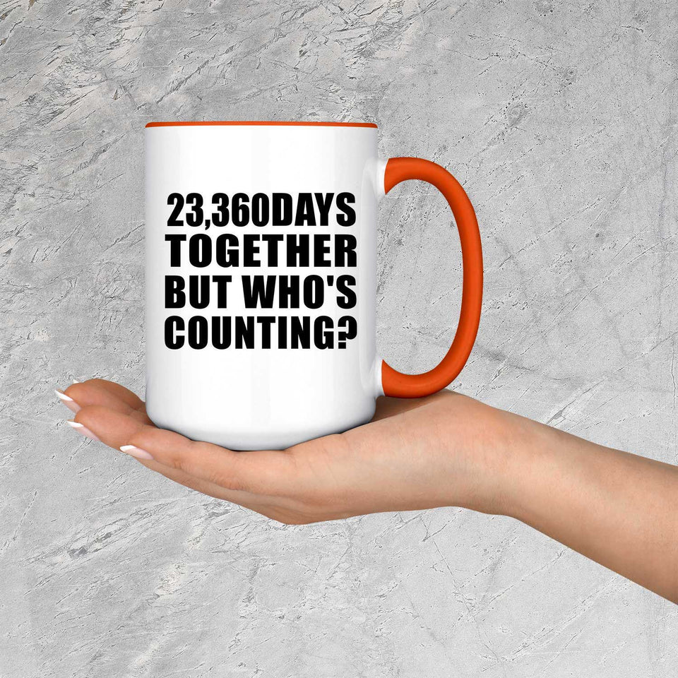 64th Anniversary 23,360 Days Together But Who's Counting - 15oz Accent Mug Orange