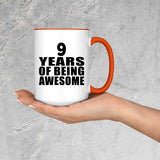 9th Birthday 9 Years Of Being Awesome - 15oz Accent Mug Orange