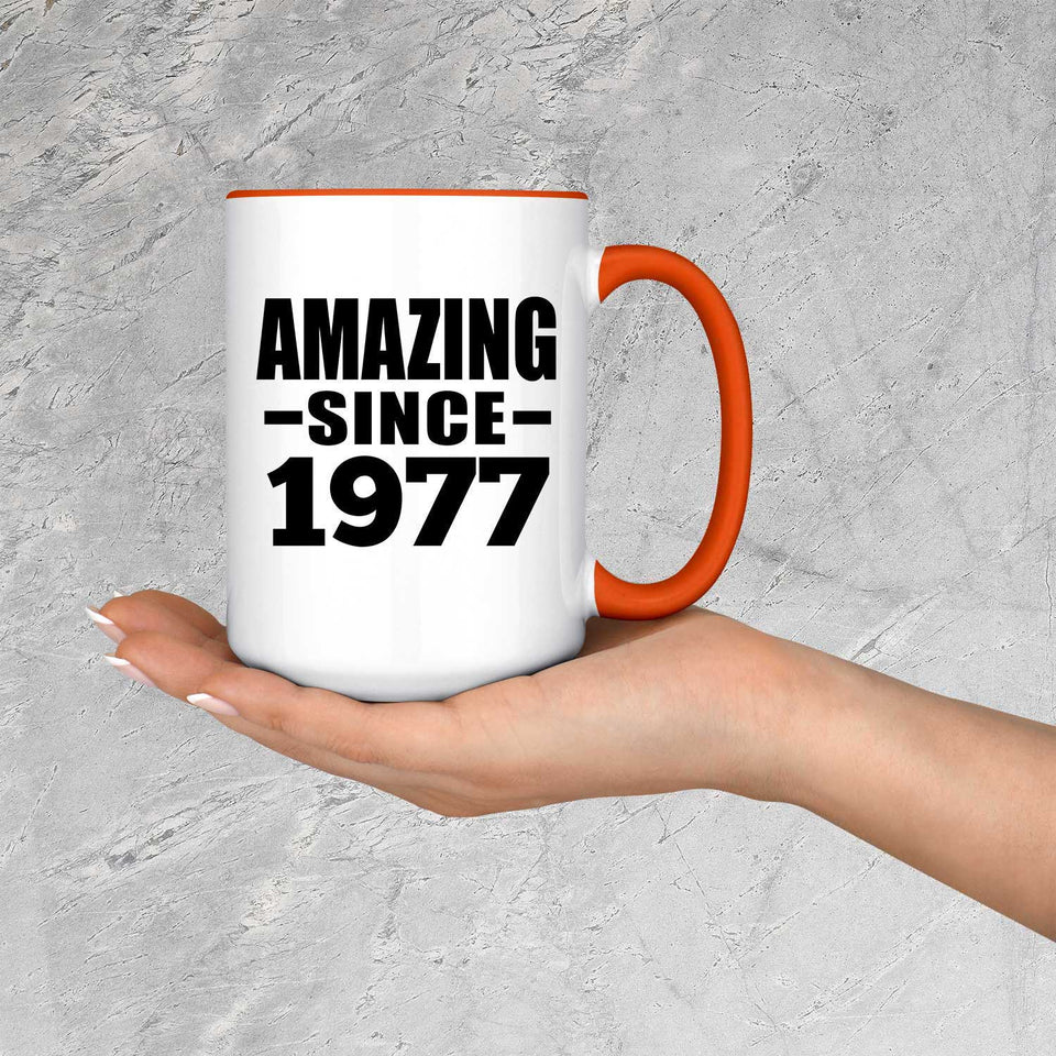 47th Birthday Amazing Since 1977 - 15oz Accent Mug Orange