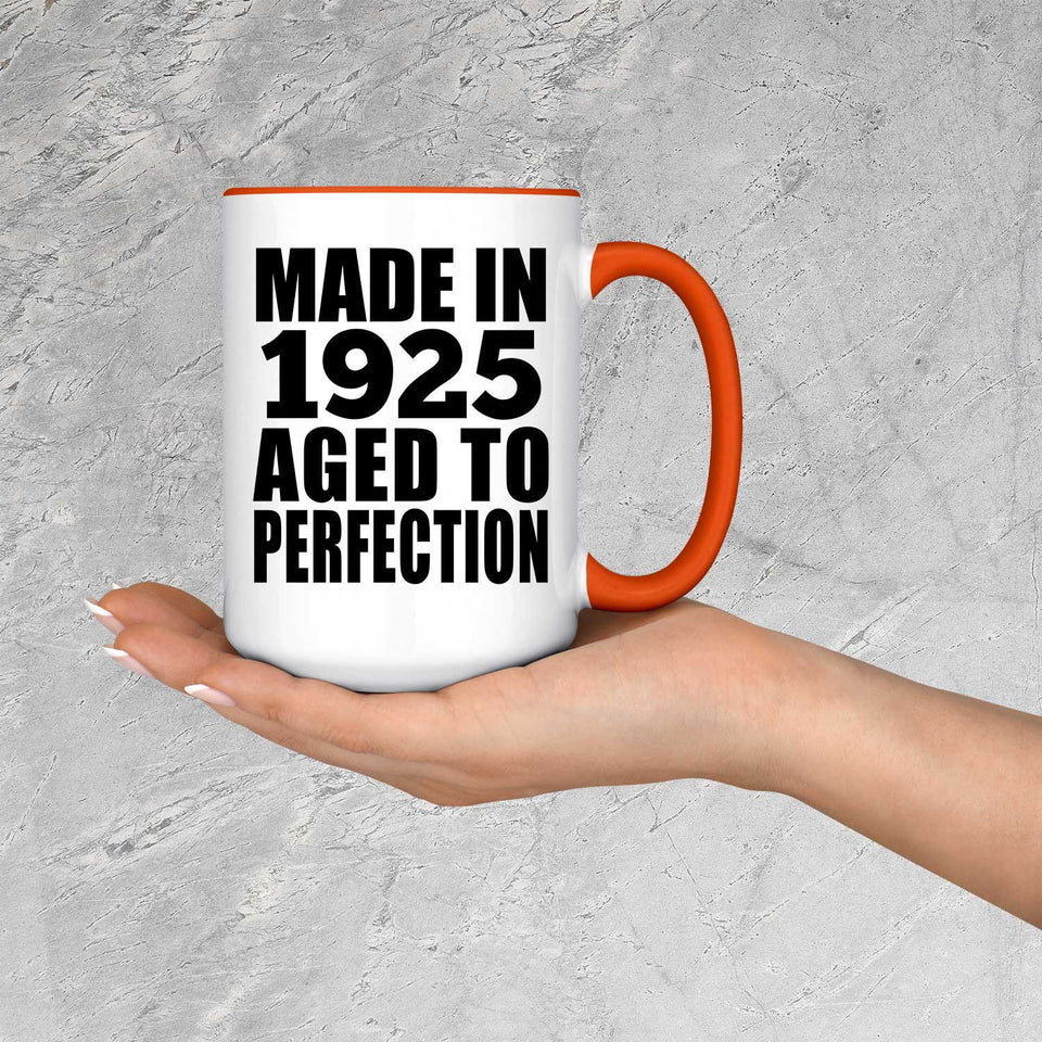 99th Birthday Made In 1925 Aged to Perfection - 15oz Accent Mug Orange