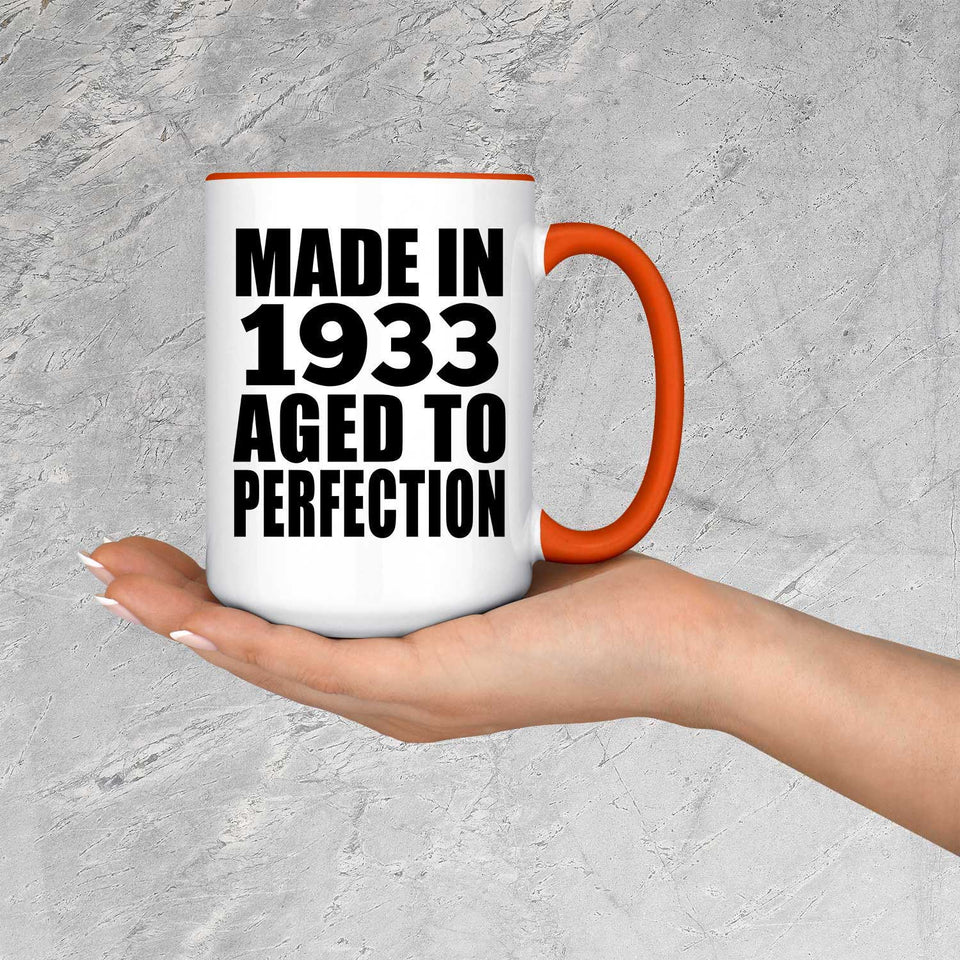 91st Birthday Made In 1933 Aged to Perfection - 15oz Accent Mug Orange