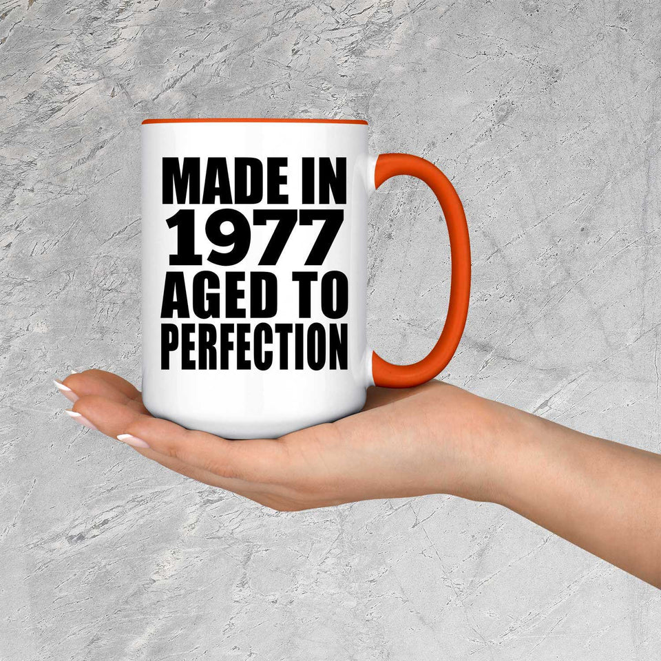 47th Birthday Made In 1977 Aged to Perfection - 15oz Accent Mug Orange
