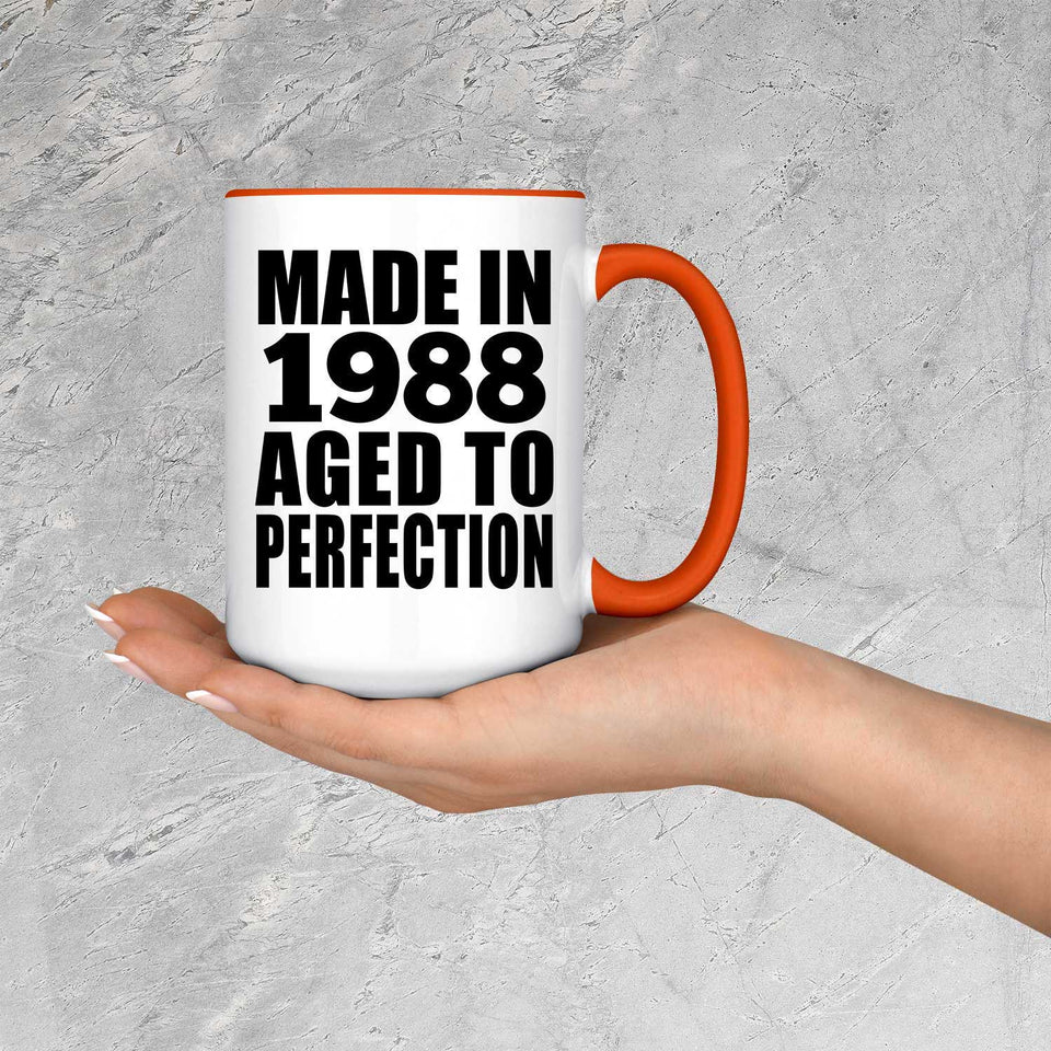 36th Birthday Made In 1988 Aged to Perfection - 15oz Accent Mug Orange