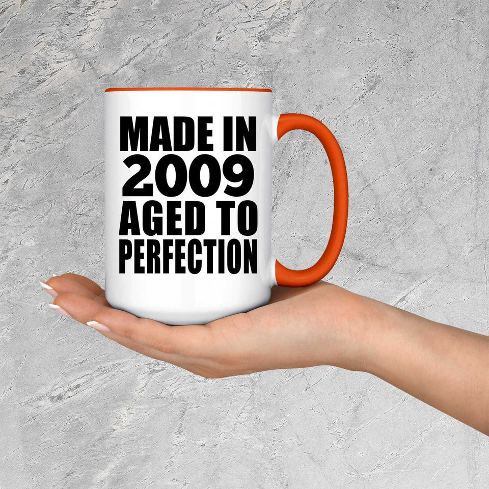 15th Birthday Made In 2009 Aged to Perfection - 15oz Accent Mug Orange