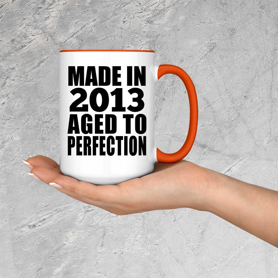 11th Birthday Made In 2013 Aged to Perfection - 15oz Accent Mug Orange