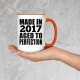 7th Birthday Made In 2017 Aged to Perfection - 15oz Accent Mug Orange