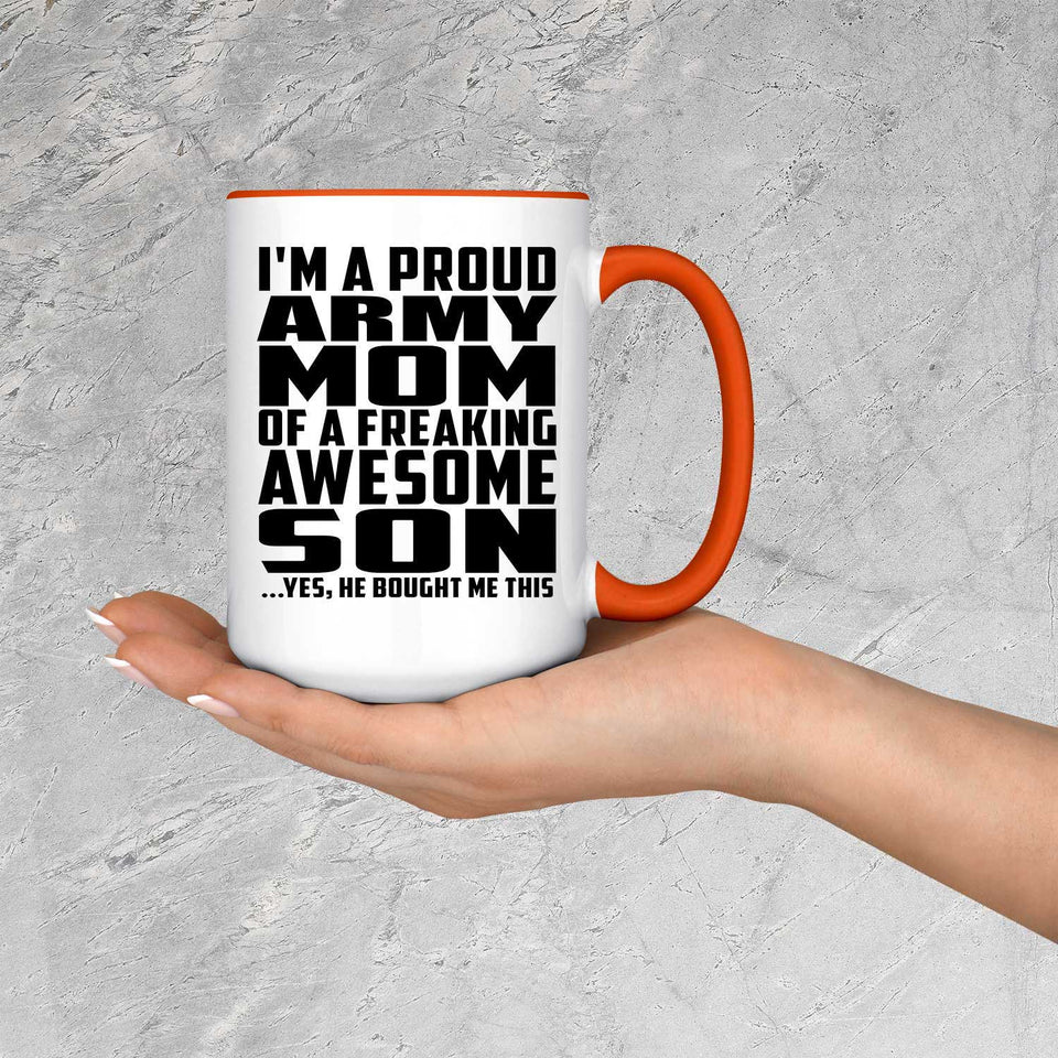 Proud Army Mom Of Awesome Son - 15oz Accent Mug Orange