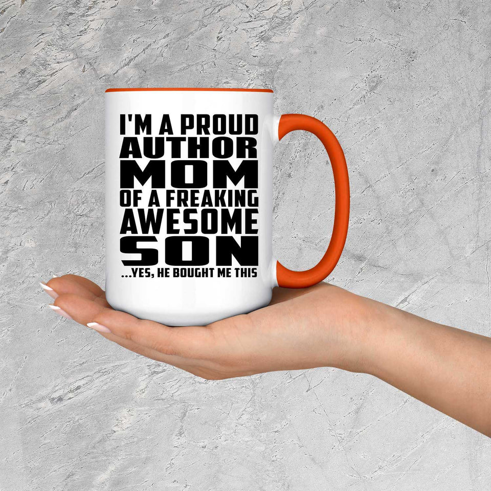 Proud Author Mom Of Awesome Son - 15oz Accent Mug Orange