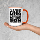 Proud Pilot Mom Of Awesome Son - 15oz Accent Mug Orange