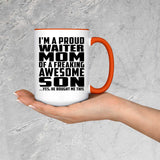 Proud Waiter Mom Of Awesome Son - 15oz Accent Mug Orange