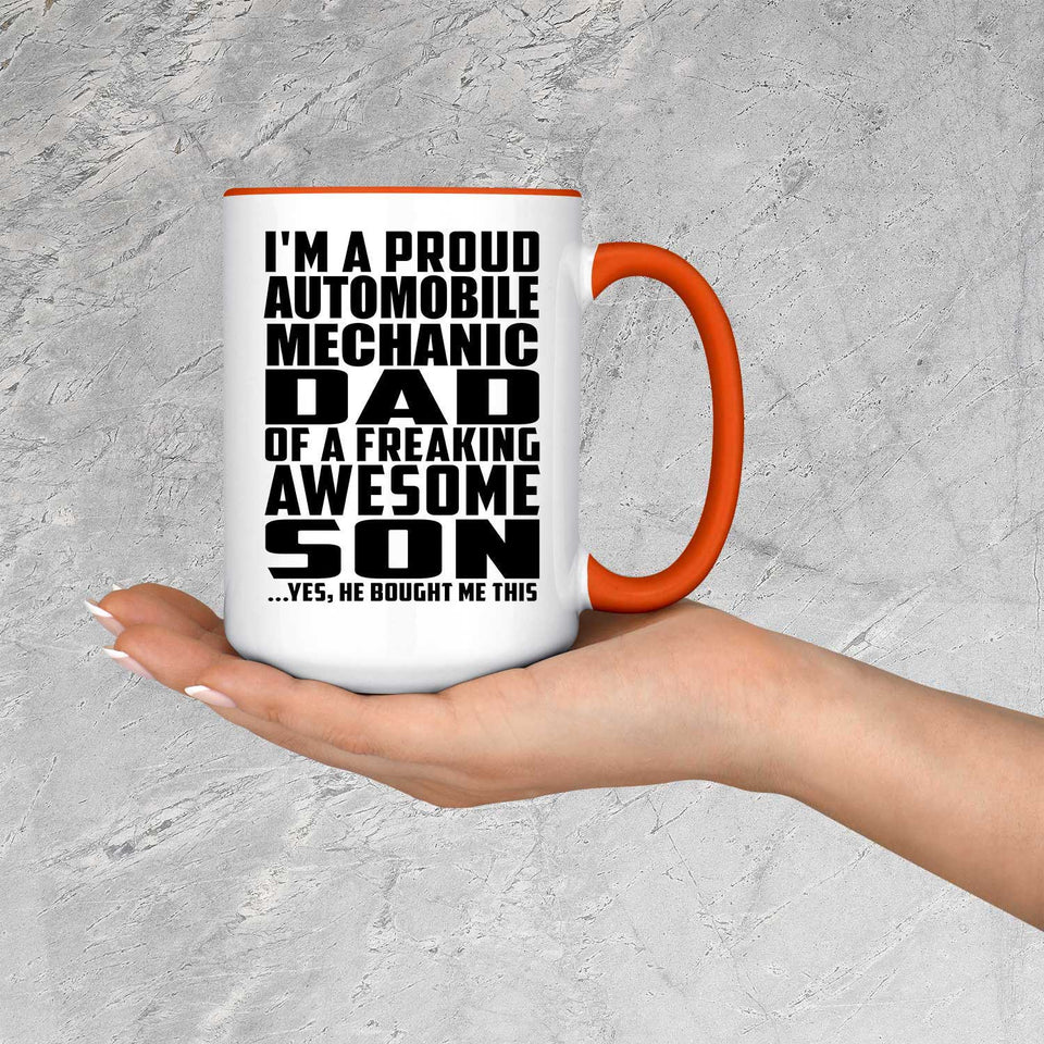 Proud Automobile Mechanic Dad Of Awesome Son - 15oz Accent Mug Orange