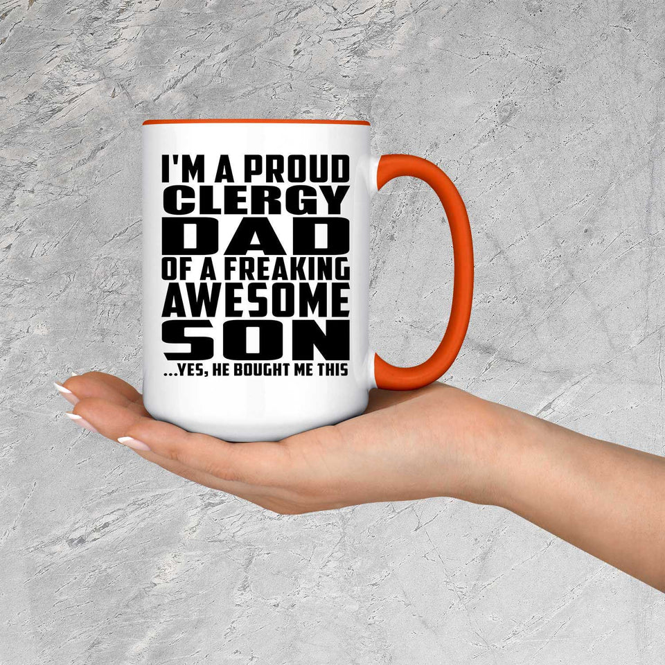 Proud Clergy Dad Of Awesome Son - 15oz Accent Mug Orange