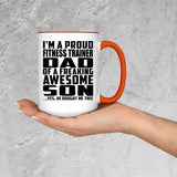 Proud Fitness Trainer Dad Of Awesome Son - 15oz Accent Mug Orange