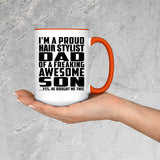 Proud Hair Stylist Dad Of Awesome Son - 15oz Accent Mug Orange
