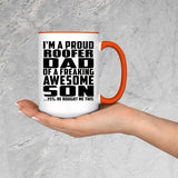 Proud Roofer Dad Of Awesome Son - 15oz Accent Mug Orange
