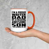 Proud Waiter Dad Of Awesome Son - 15oz Accent Mug Orange