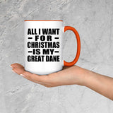 All I Want For Christmas Is My Great Dane - 15oz Accent Mug Orange