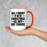 All I Want For Christmas Is My Rat Terrier - 15oz Accent Mug Orange