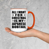 All I Want For Christmas Is My Japanese Bobtail - 15oz Accent Mug Orange