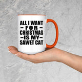 All I Want For Christmas Is My Sawet Cat - 15oz Accent Mug Orange